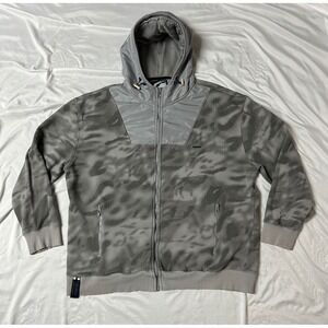 Ecko Unltd Mens Gray White Camo Textured Knit Full Zip Hoodie Jacket 2XL